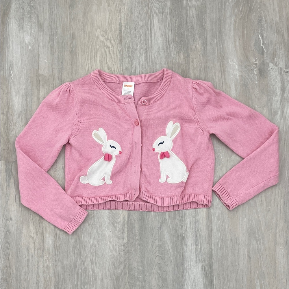Gymboree Light Pink Bunny Button-Up Sweater